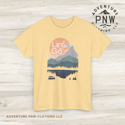 Women's Mountain Graphic T Shirt, Glamping Adventure Nature Lover Tee, Unisex Heavy Cotton, Casual 90s Shirt, Camping Hiking Wilderness