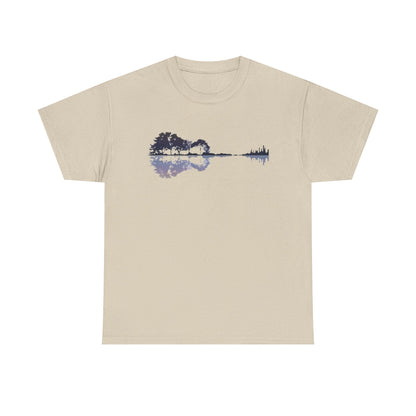 Nature Guitar Men T-Shirt, Creative Guitar Printed Tee for Glamping & Adventure, Outdoorsy Shirt