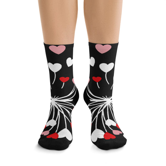 Valentine Day Dandelion Flower Gift, Heart Shirt, Boho Style, Romantic Dandelion Socks, Valentine's Gift for Her