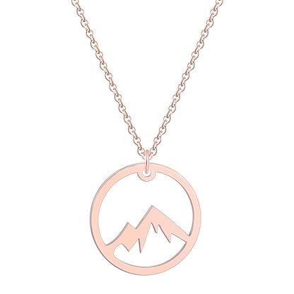 New Stainless Steel Mountain Pendant Clavicle Necklace