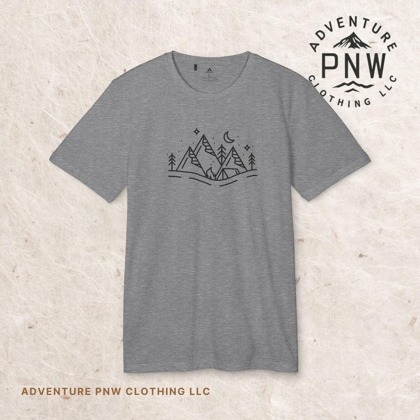 Adventure Adidas Eco PNW Mountain Camping Tee – Unisex