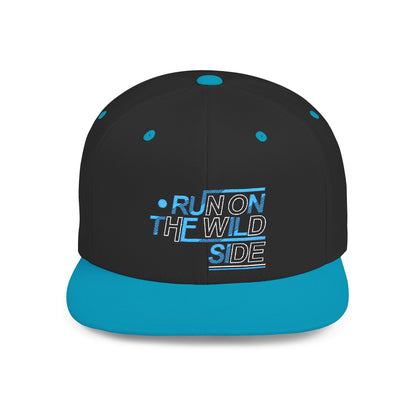Run on the Wild Side Flat Bill Snapback Hat, Cool Unisex Cap for Outdoor Adventures, Trendy Hat for Summer Festivals, Great Gift for Nature