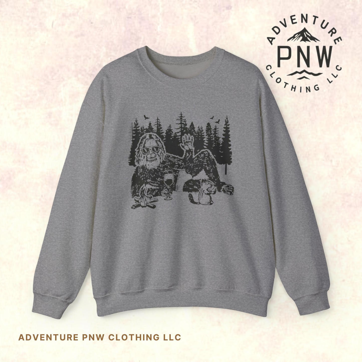 Funny Bigfoot Sasquatch Sweatshirt –Adventure Unisex Crewneck