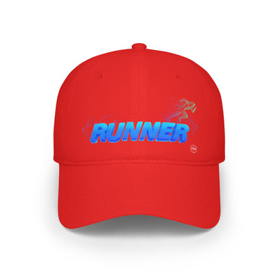 Runner Red Low Profile Baseball Cap - Stylish Hat for Runners, Casual Wear, Gift for Athletes, Running Events, Outdoor Activities