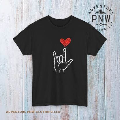 Valentines Day I Love You Hand Sign Heart Unisex T-Shirt, Gift for Him or Her, Valentines Tee, Love Gesture Graphic Tee, Romantic Shirt,