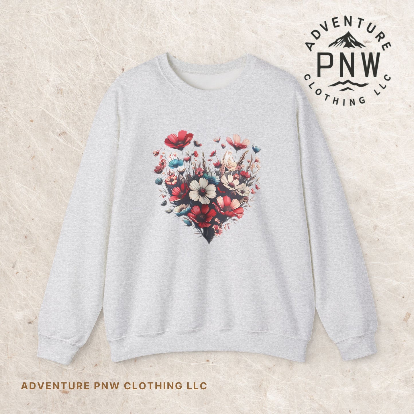 Heart Flowers Sweatshirt –Adventure Floral Nature Lover Gift