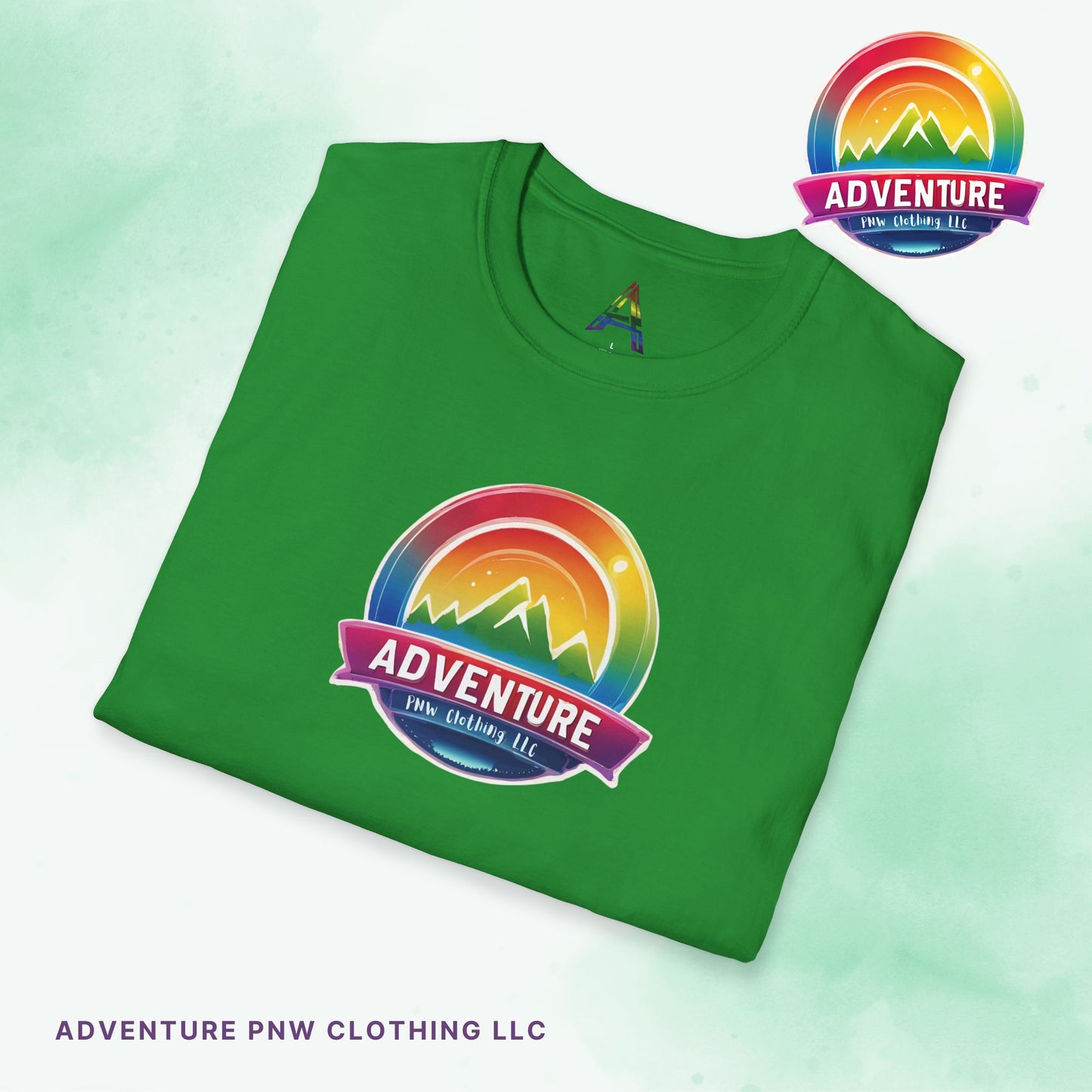 PRIDE Adventure PNW Mountain T-shirt Rainbow Colorful