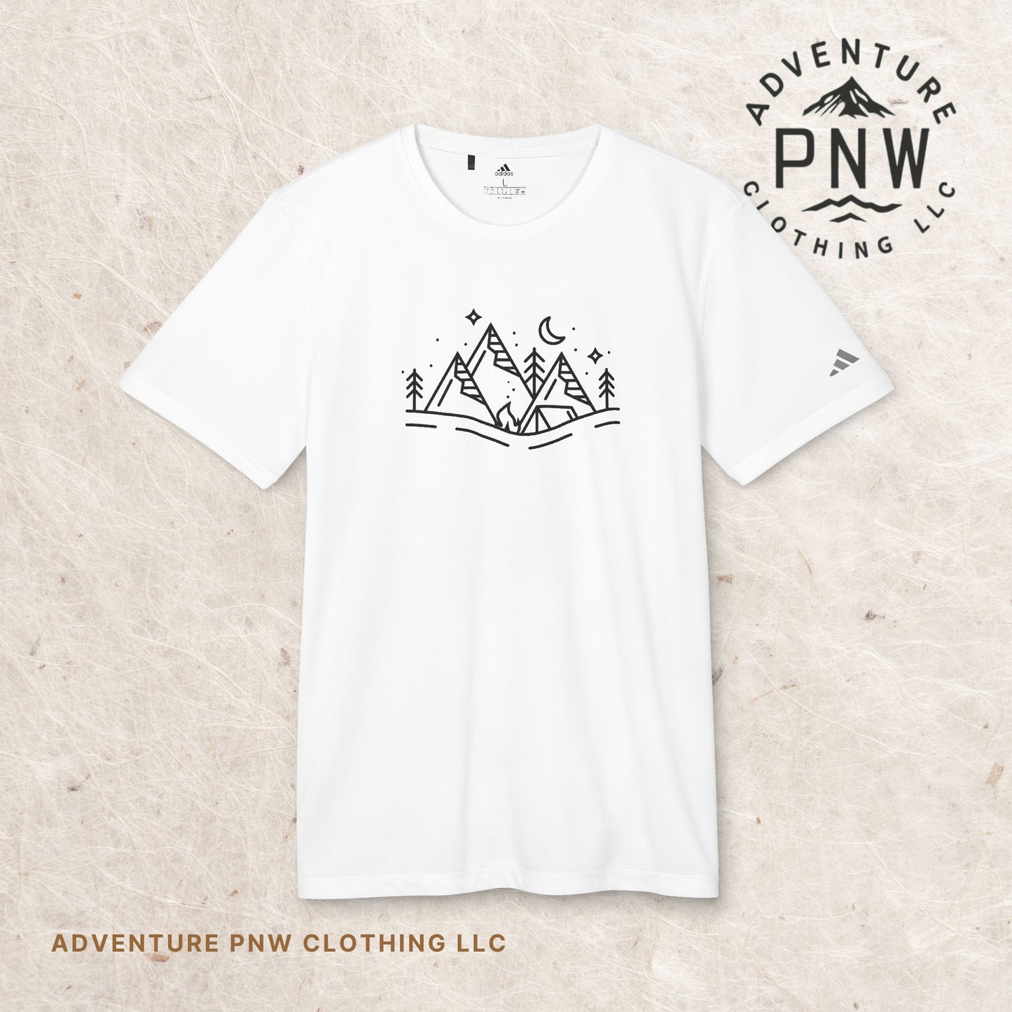 Adidas® Eco-Friendly Adventure PNW Mountain Camping Unisex T-Shirt | Sustainable & Stylish