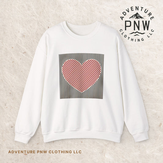 Retro Valentines Heart Sweatshirt, Cute Love, Womens Valentine, Teacher Mom Heart, Crewneck Sweatshirt, Gift for Her