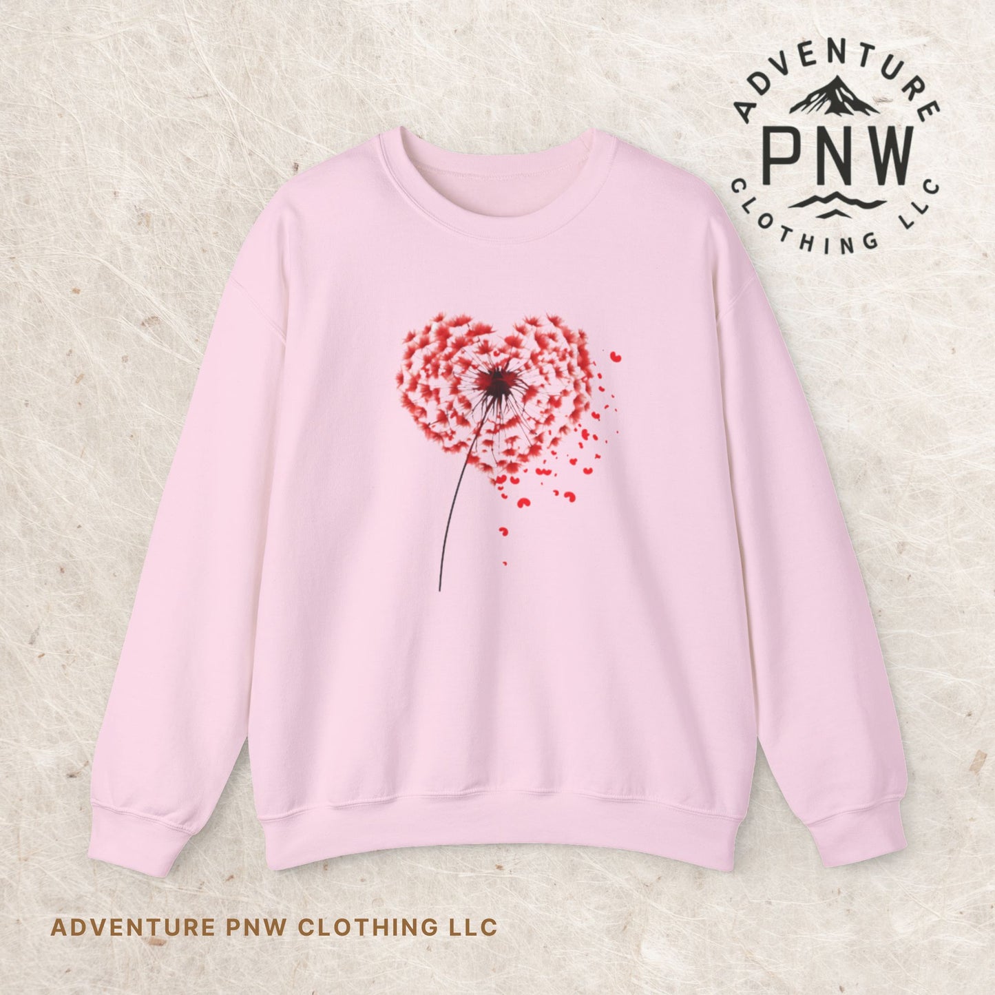 Adventure Dandelion Heart Valentine Sweatshirt – Unisex