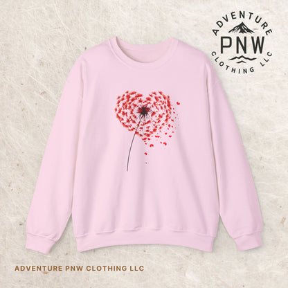 Adventure Dandelion Heart Valentine Sweatshirt – Unisex