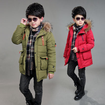 Double zipper coat in the big boy thickening fur collar