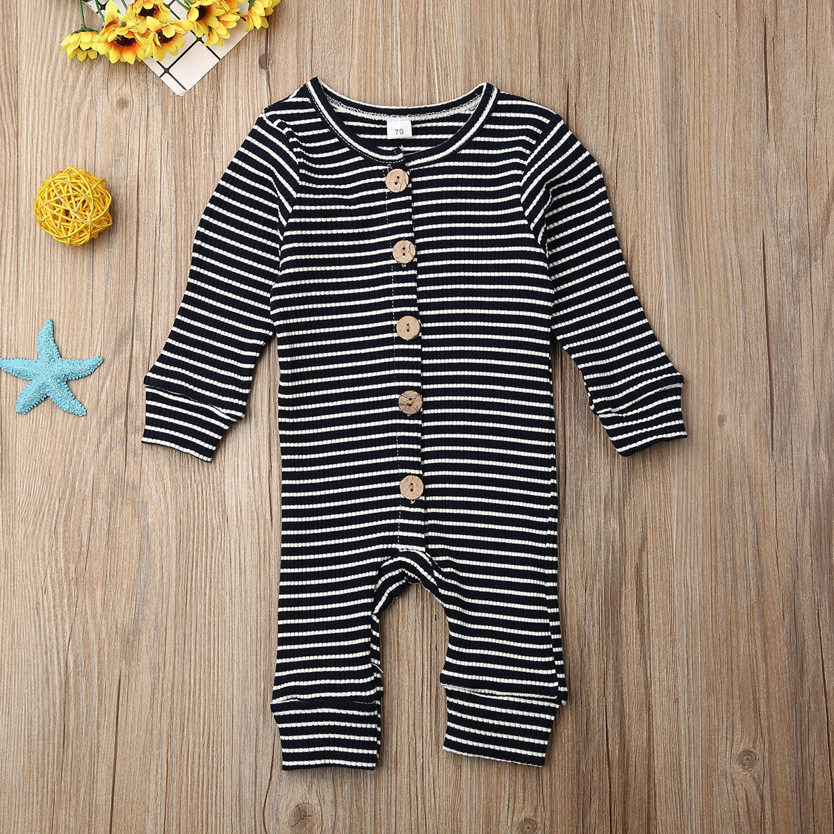 Newborn striped jumpsuit knitted warm clothing