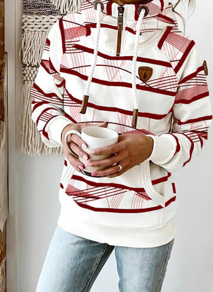 Striped Long Sleeve Hoodie Women's Fashion Slim Casual Sweater