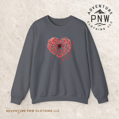 Adventure Dandelion Heart Valentine Sweatshirt – Unisex