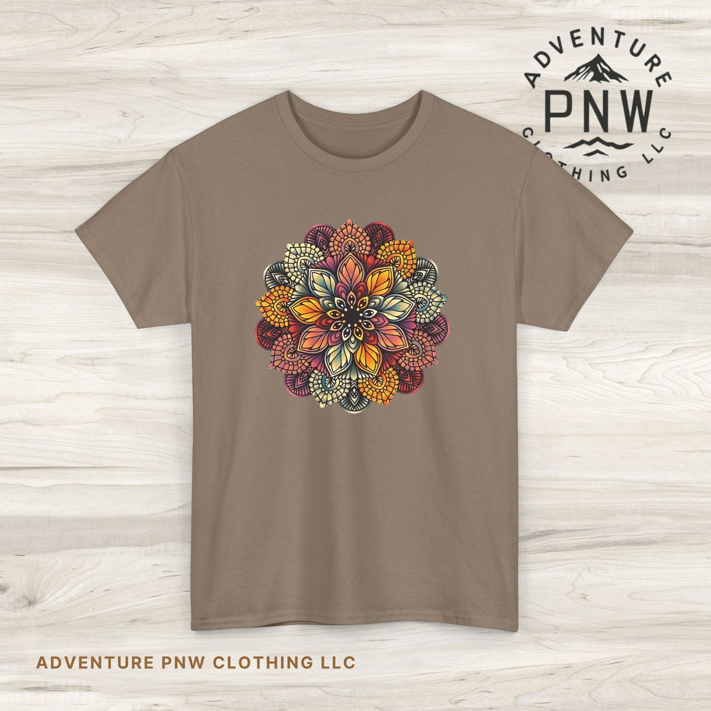 Mandala Floral Printed T Shirt, Women Casual Outdoorsy Tee for Glamping & Hiking, Adventure Shirt, Boho Style Top