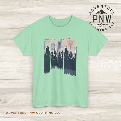 Forest Mountain T Shirt, Nature Lover Hiking Outdoorsy Tee, Glamping Adventure Vintage Tshirt, 90s Retro Camping Top, Unisex Heavy Cotton