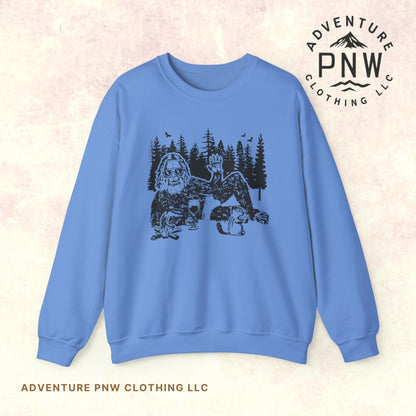 Funny Bigfoot Sasquatch Sweatshirt –Adventure Unisex Crewneck