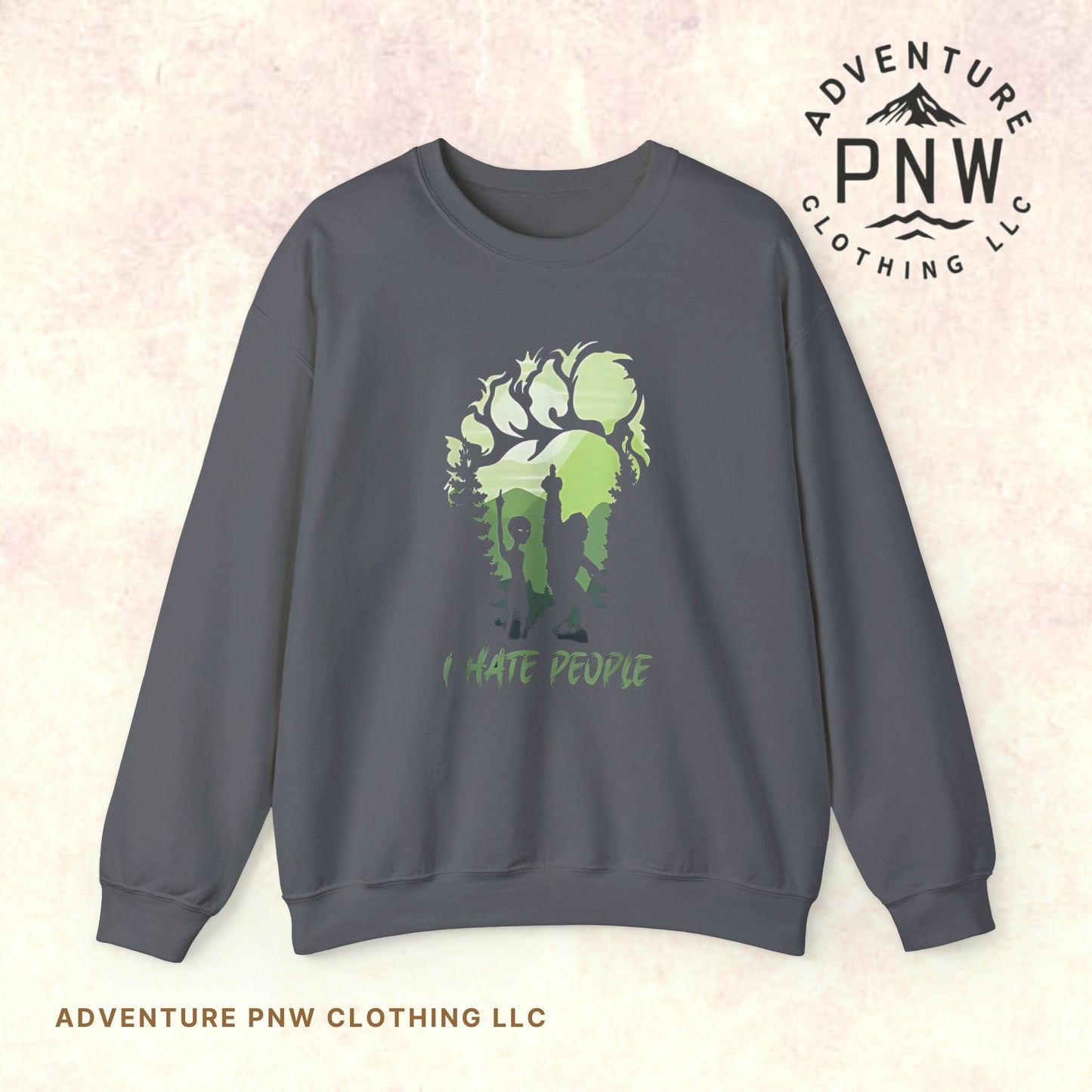 Funny Adventure Bigfoot & Alien “I Hate People” Sweatshirt