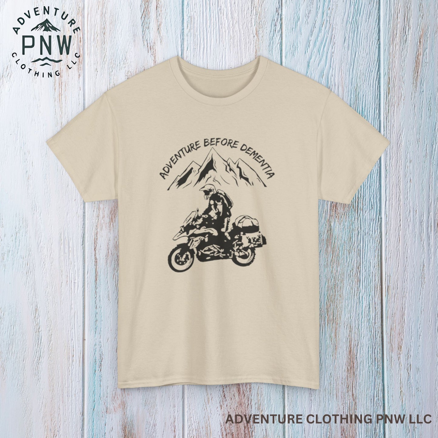 Adventure Before Dementia T-Shirt, Motorcycle & Mountain Travel Tee, Unisex Hiking and Camping Shirt for Outdoor Enthusiasts