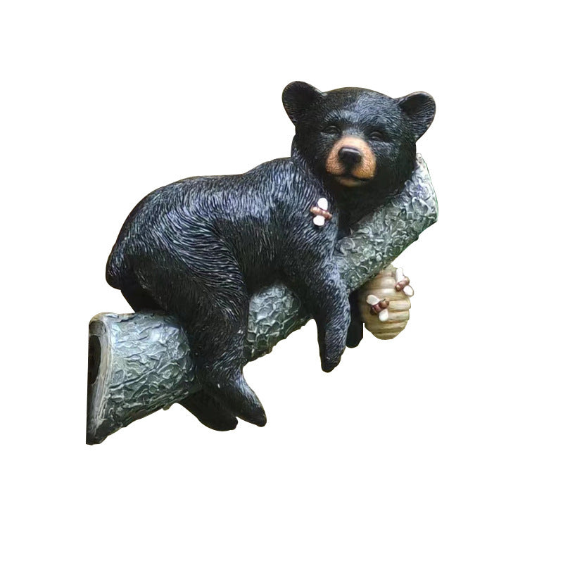 Hanging Tree Nap Black Bear Garden Decoration | Cartoon Animal Resin Figurine