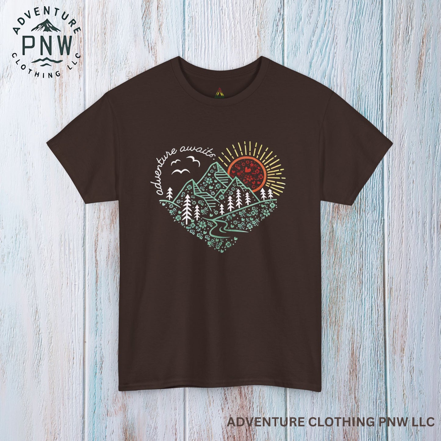 Adventure Awaits Unisex Tee, Mountain Hiker Nature Camping Shirt, Gift for Vacation, Outdoor Enthusiast Apparel, Wilderness Explorer Top