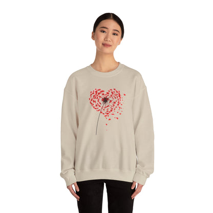 Dandelion Heart Sweatshirt, Valentine Sweatshirt, Wildflower Sweatshirt, Valentine Flower Sweatshirt, Love Sweatshirt - Unisex Sweatshirt