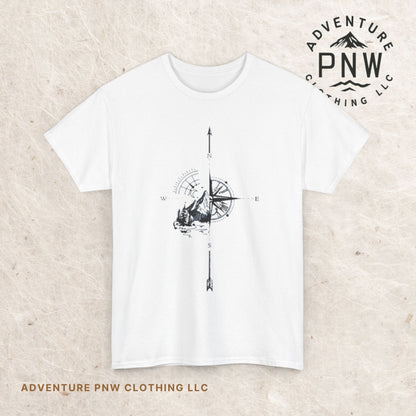 Mountain Compass Pattern Unisex Tee, Adventure Lover Hiking Tshirt, Traveler Gift Shirt, Nature Outdoor Top