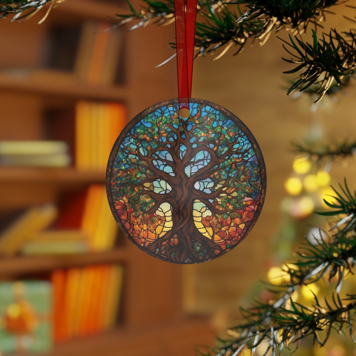 Adventure Tree of Life Christmas Ornament – Round Ceramic Decoration