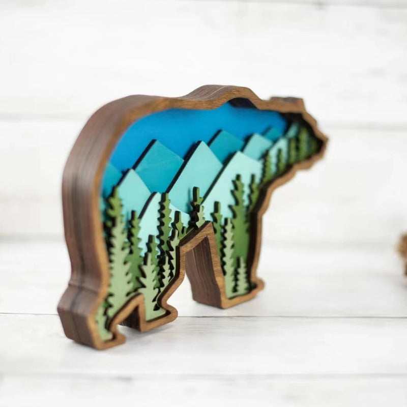 Home Wooden Animals Crafts Ornaments