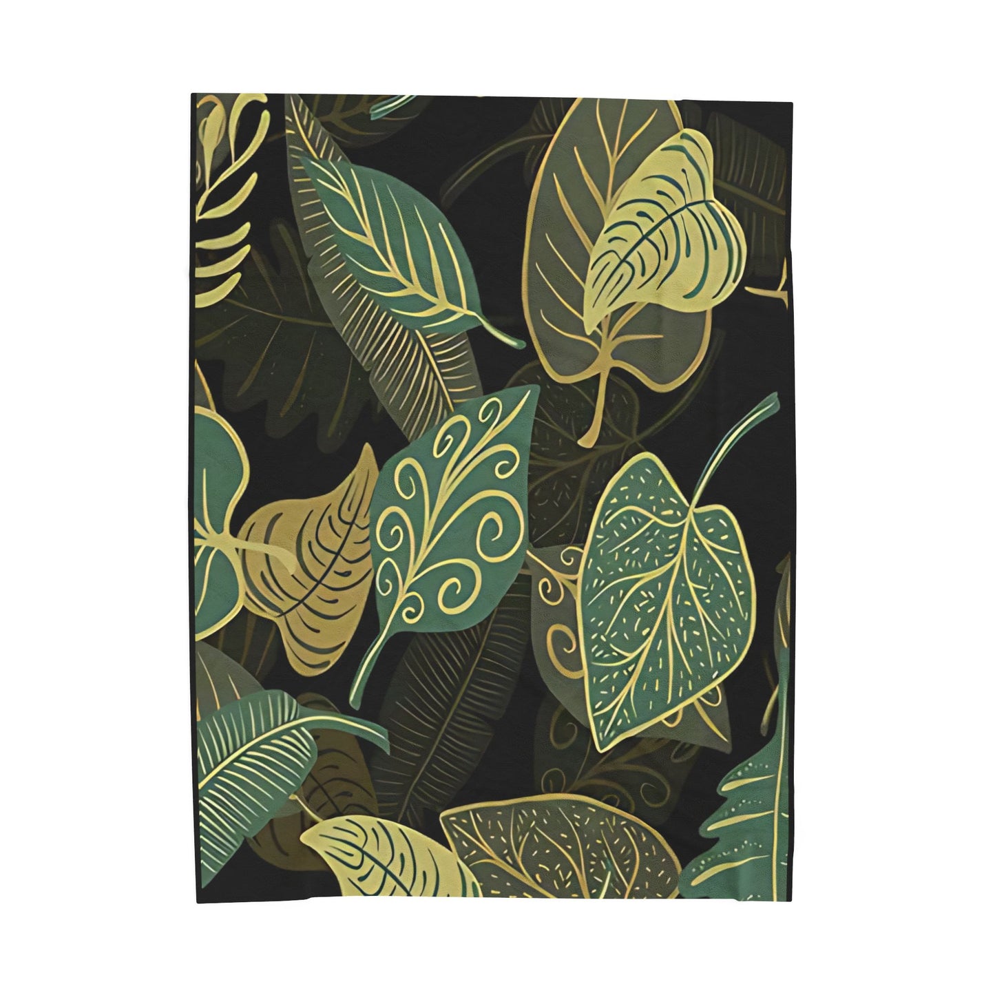 Velveteen Blanket, Unique Nature with Leaves, Plant Lover Gift, Autumn Home Decor, Cozy Plush Throw, Botanical Fleece Bedding