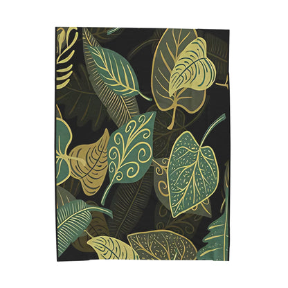 Velveteen Blanket, Unique Nature with Leaves, Plant Lover Gift, Autumn Home Decor, Cozy Plush Throw, Botanical Fleece Bedding