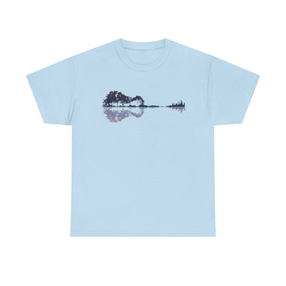 Nature Guitar Men T-Shirt, Creative Guitar Printed Tee for Glamping & Adventure, Outdoorsy Shirt