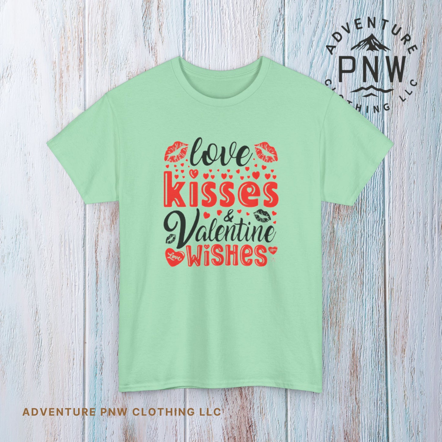 Love Kisses Valentine Tee –Adventure Unisex Graphic Shirt