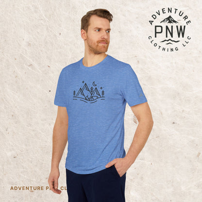 Adidas® Eco-Friendly Adventure PNW Mountain Camping Unisex T-Shirt | Sustainable & Stylish