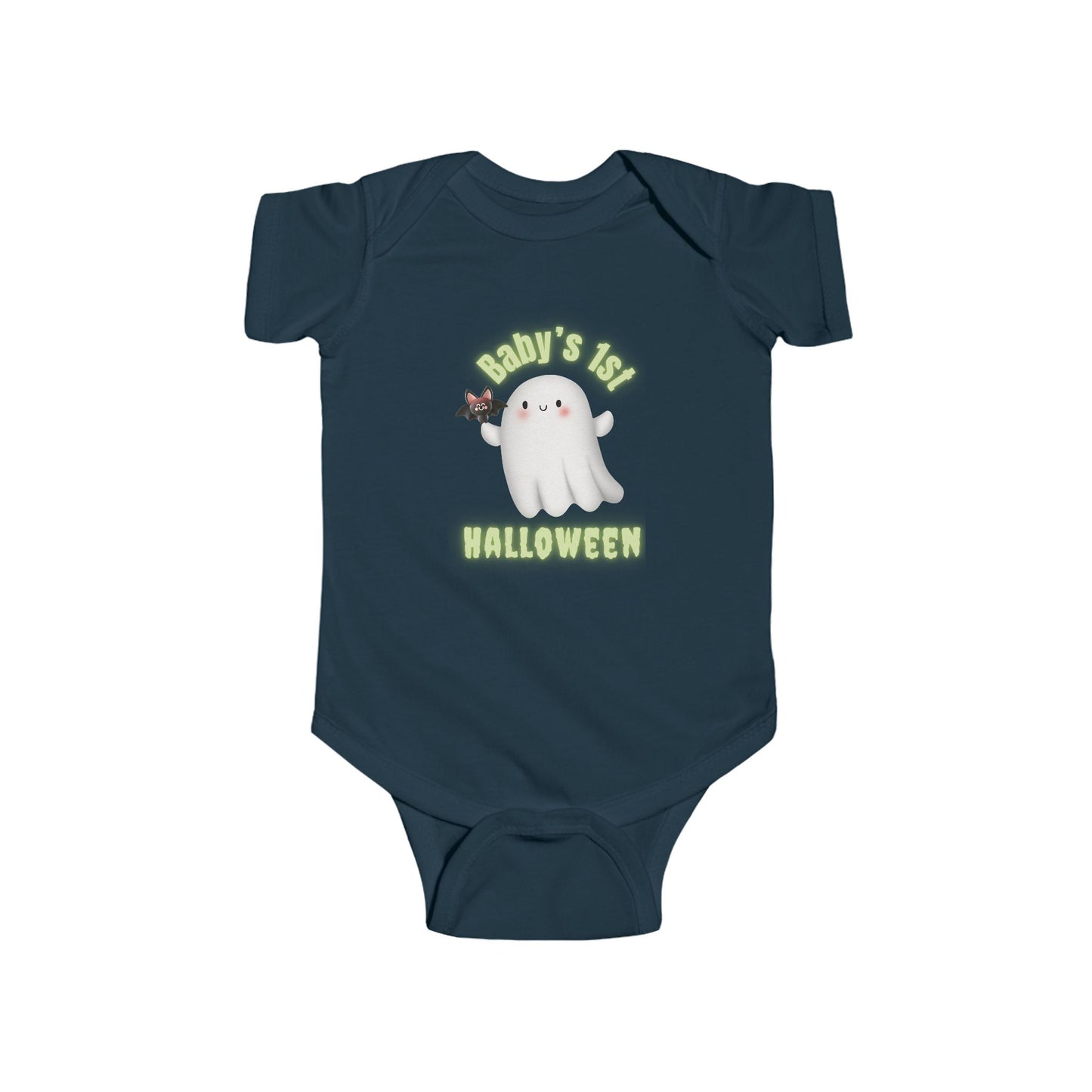 Baby’s First Halloween Bodysuit | Cute Adventure Ghost & Bat Design