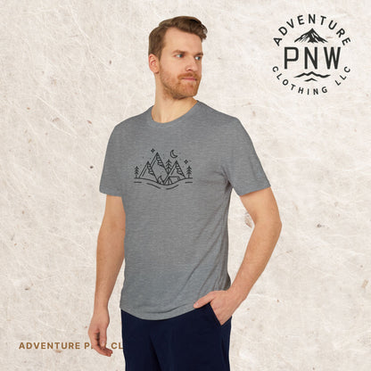 Adidas® Eco-Friendly Adventure PNW Mountain Camping Unisex T-Shirt | Sustainable & Stylish