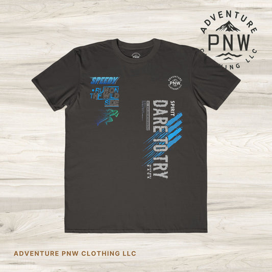 Athletic T-Shirt, Outdoor Adventure Tee, Dare to Try Running Hiking PNW  Lightweight Fashion Tee, Men's Activewear, Fitness Top