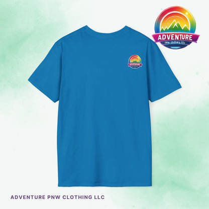 Pride PNW Mountain Tee – Rainbow Adventure