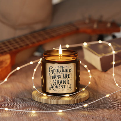 Thankful Harvest Scented Soy Candle in Amber Jar | Perfect for Thanksgiving Adventures | Scented Soy Candle (Multi-Size, Amber Jar)