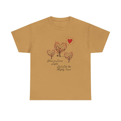 Grow in Love's Light Tree Heart T-Shirt, Outdoors Campers Top, Forest, Nature Lovers Gift, Love Shirt, Valentines day unisex Tshirt