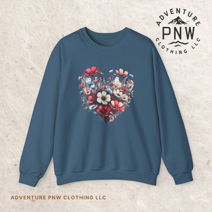 Heart Shaped Flowers Sweatshirt - Floral Graphic Shirt, Botanical Garden Lover Gift, Romantic Nature Print Apparel, Spring Blossoms Top,