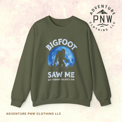 Funny Sasquatch Vintage Unisex Sweatshirt, Bigfoot Saw Me Shirt, Gift for Cryptid Lover, Yeti Graphic Pullover, Cryptozoology Crewneck