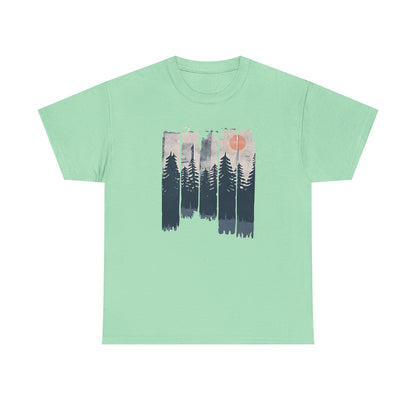Forest Mountain T Shirt, Nature Lover Hiking Outdoorsy Tee, Glamping Adventure Vintage Tshirt, 90s Retro Camping Top, Unisex Heavy Cotton