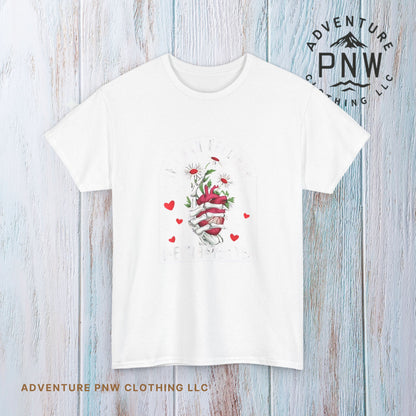 Skeleton Heart Valentine Tee –Adventure Funny Unisex Shirt
