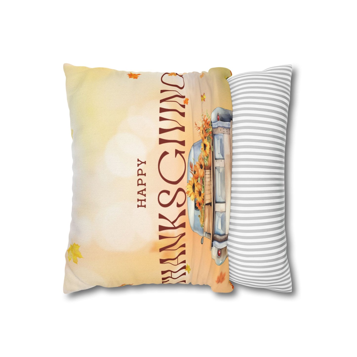 Thanksgiving Adventure Decorative Pillows | Cozy Fall Accents | Spun Polyester Square Pillowcase