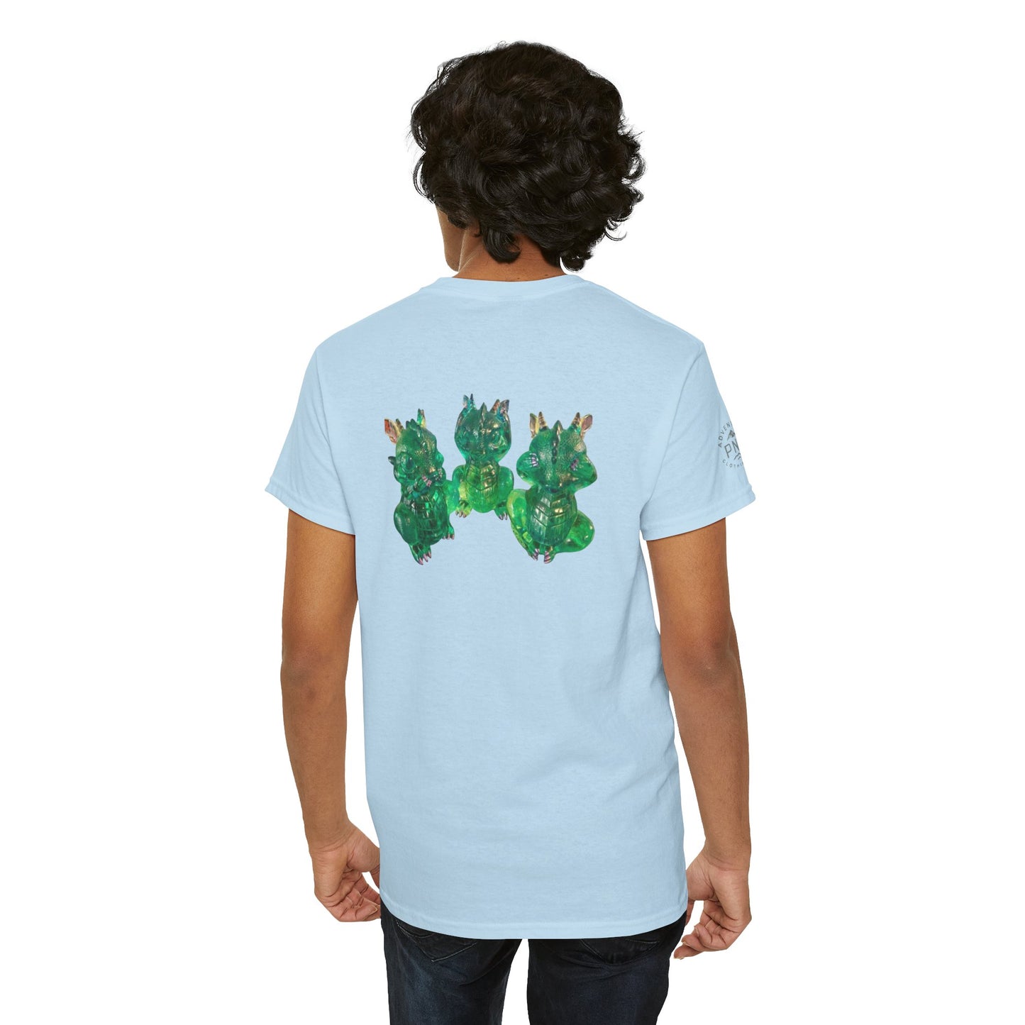 "Green speak/ hear/ see no evil dragons"