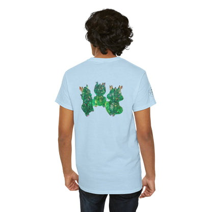 "Green speak/ hear/ see no evil dragons"