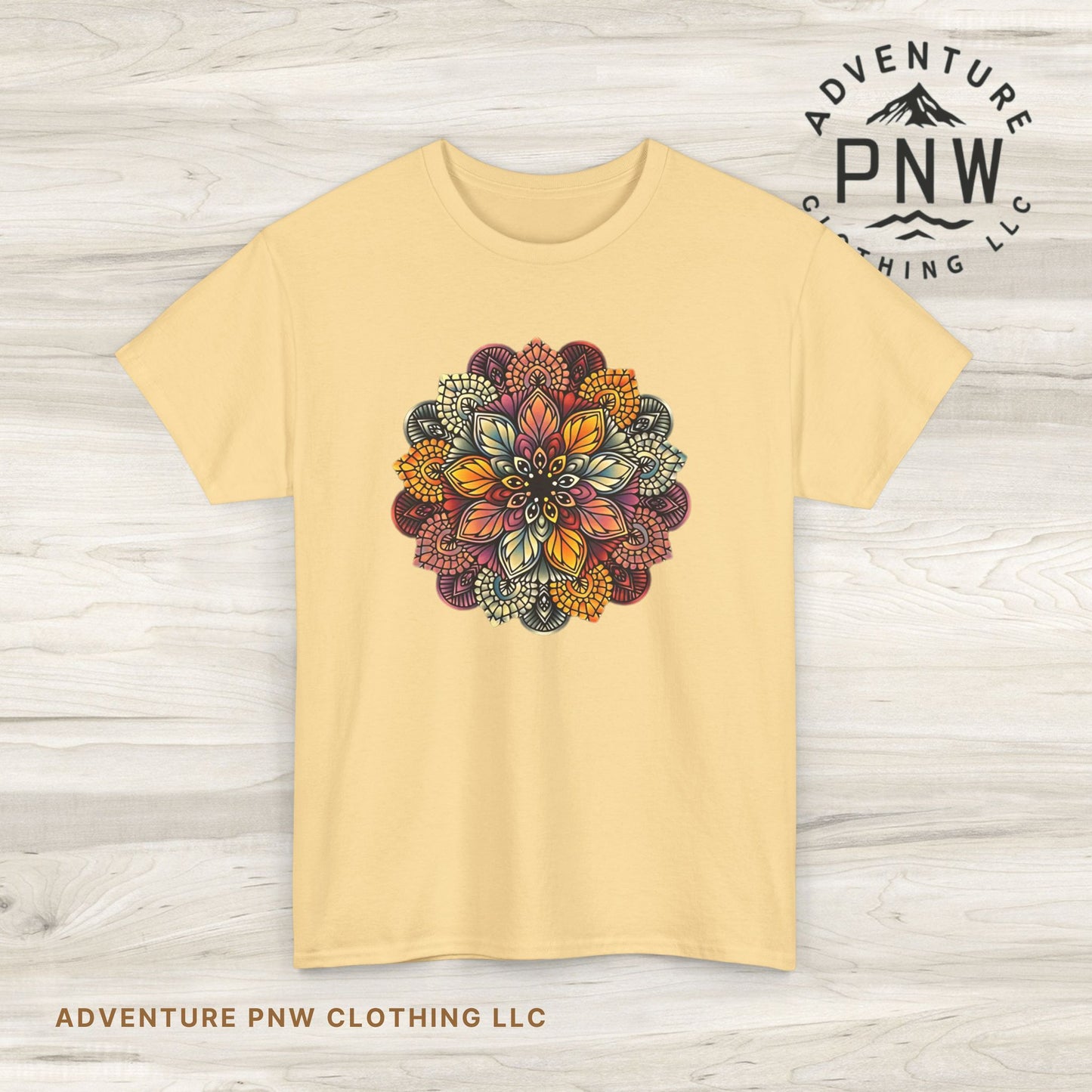 Mandala Floral Printed T Shirt, Women Casual Outdoorsy Tee for Glamping & Hiking, Adventure Shirt, Boho Style Top