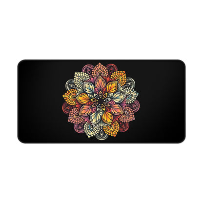 Desk Mat, Mandala Floral Printed Mouse Pad, Boho Style Desk Accessory, Natural Lover Gift, Office Decor, Work from Home Essential